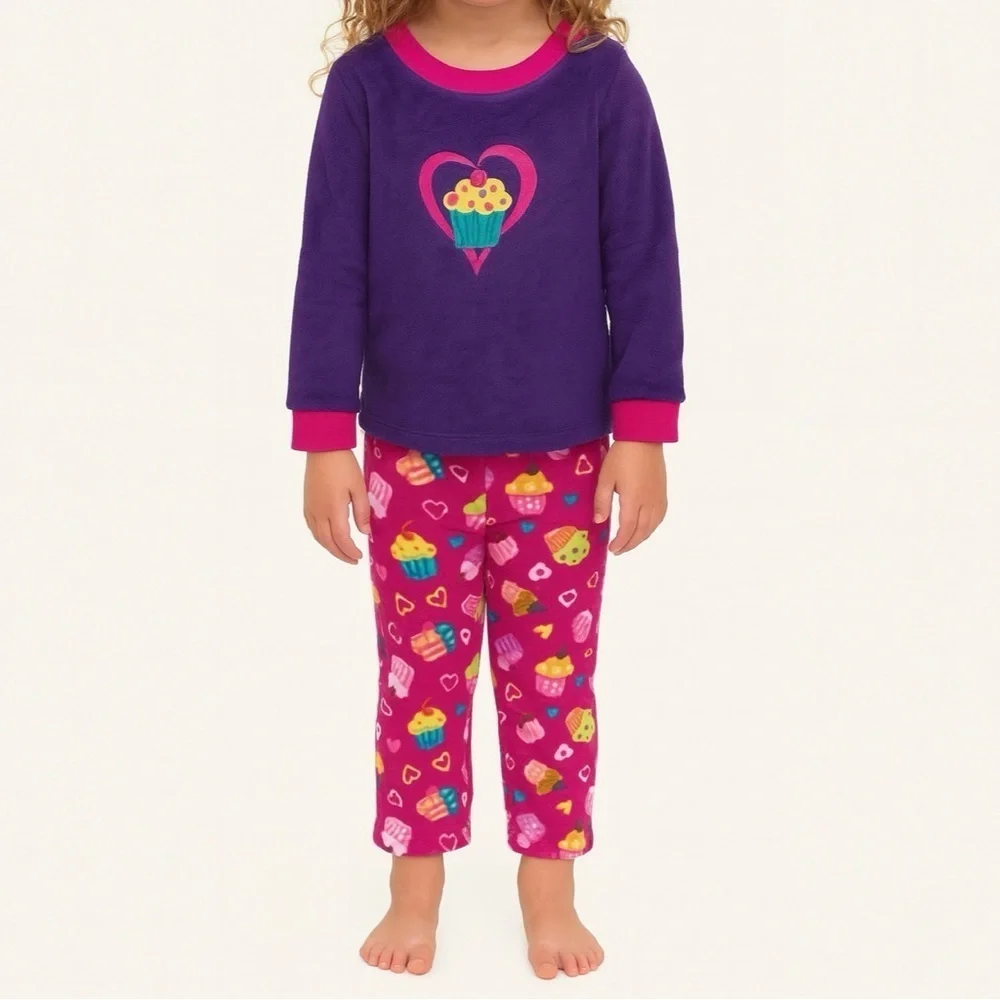 Healthtex 2 Piece Fleece Pajama Set - Purple Cupcake